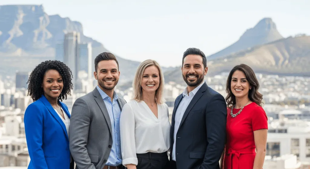 Diverse professionals in South Africa, symbolizing successful work permit applications.