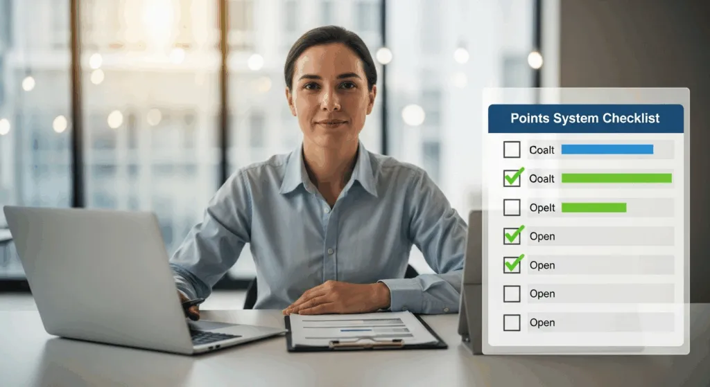 A person confidently applying for a General Work Visa under the new Points-Based System.