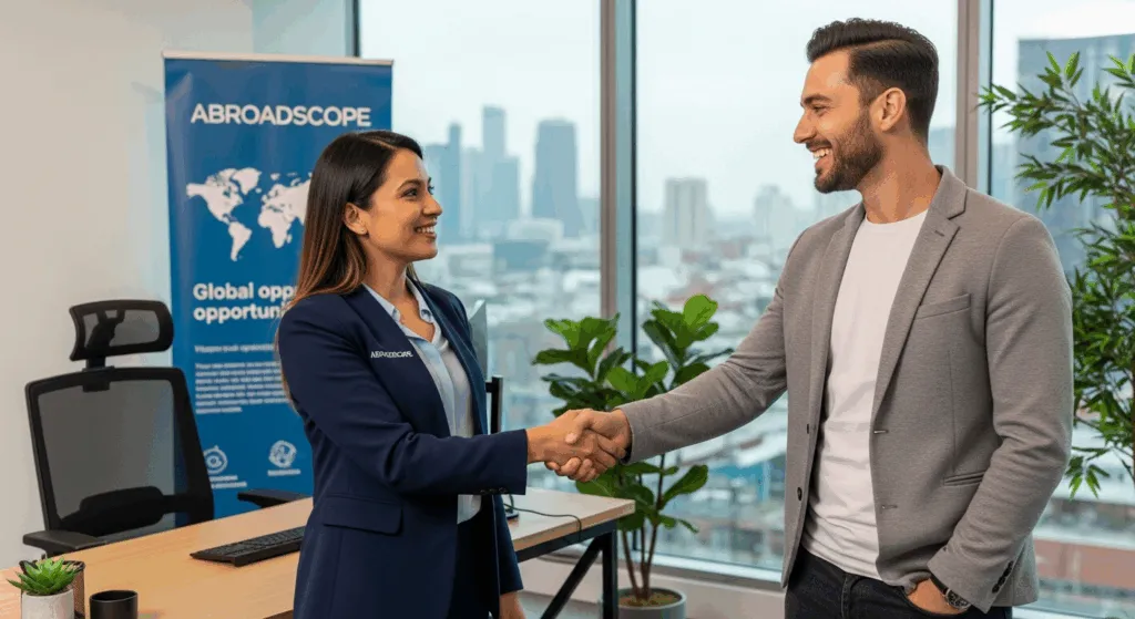 A client shaking hands with a trusted immigration agent in Cape Town.