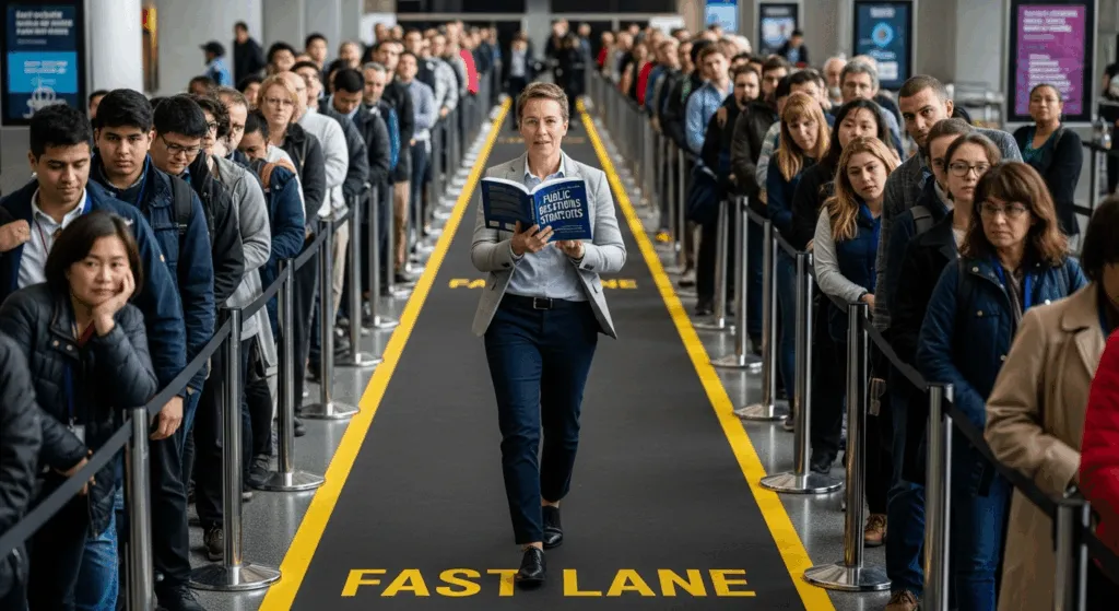 A person in a fast lane to permanent residency, symbolizing the fastest pathway.