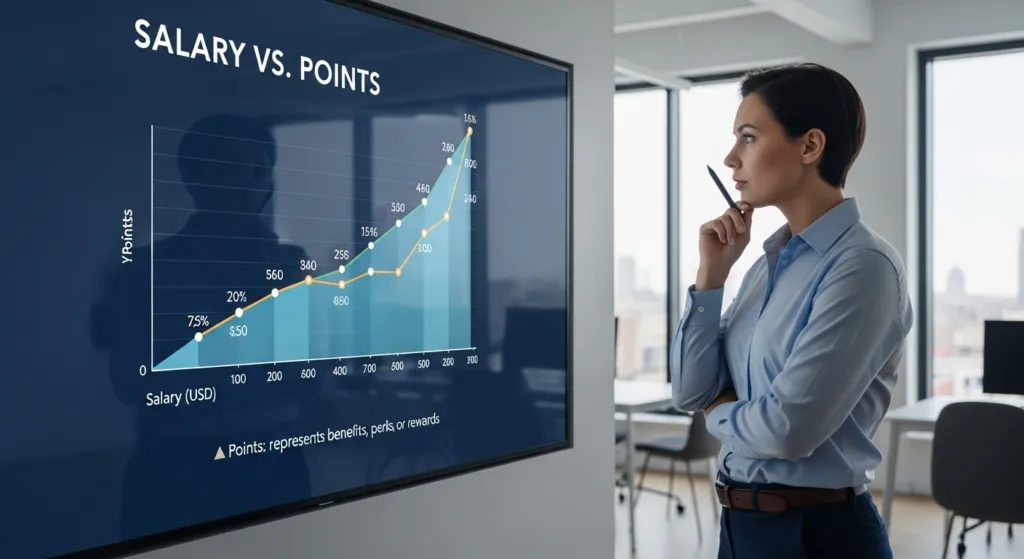 An infographic showing how salary translates to points on the new General Work Visa system.