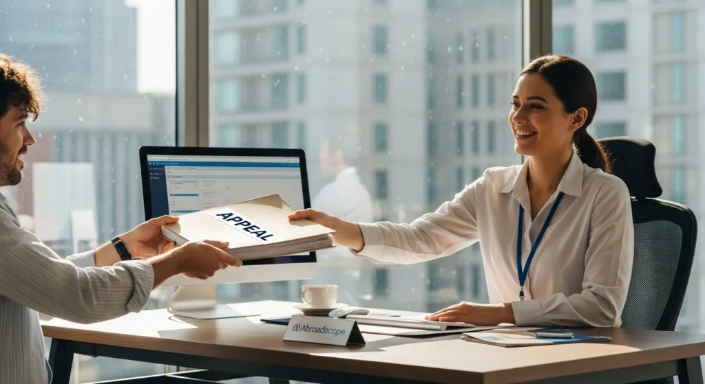 A client getting expert help to appeal their rejected visa within the 10-day deadline.
